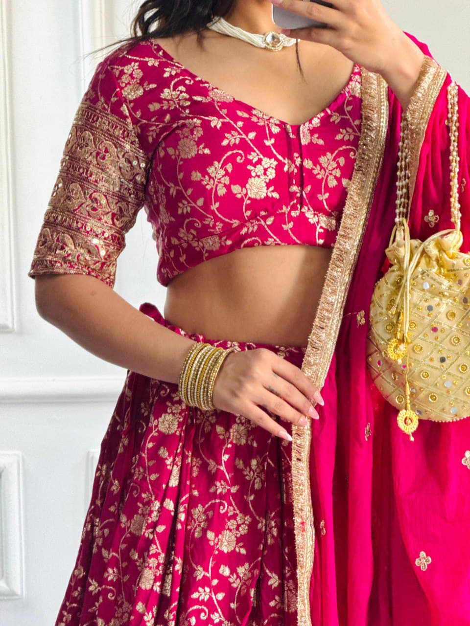 Banarsi Silk With Embroidery Work Party Wear Lehenga Choli
