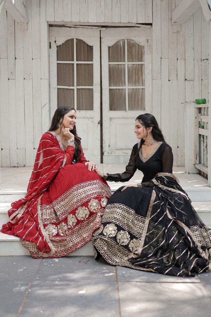 Faux Blooming & Sequence Embroidered Multi-Sequince Work Gown & Dupatta