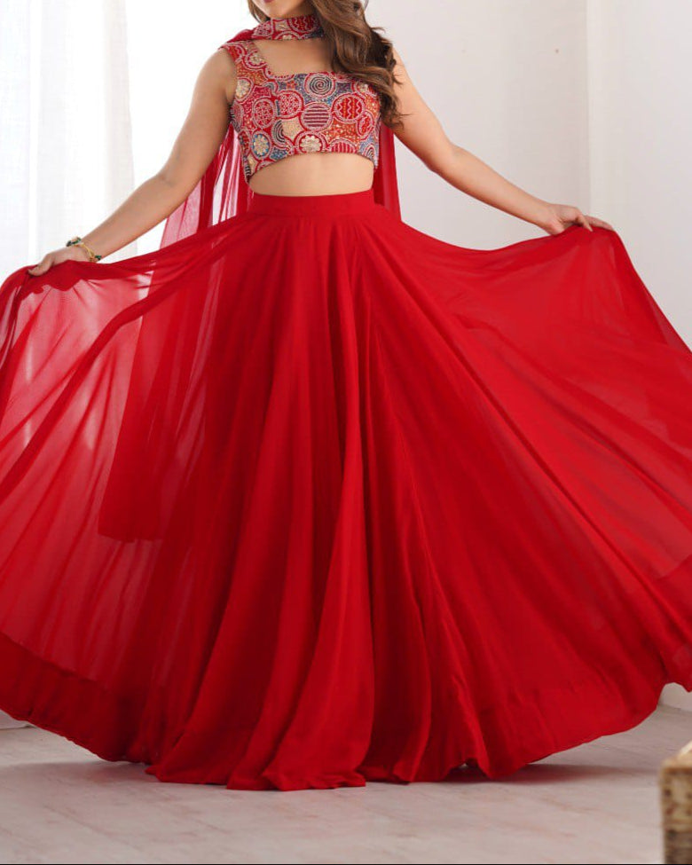 Wedding Special Pure Soft Faux Georgette Fully Stitched Lehenga Choli