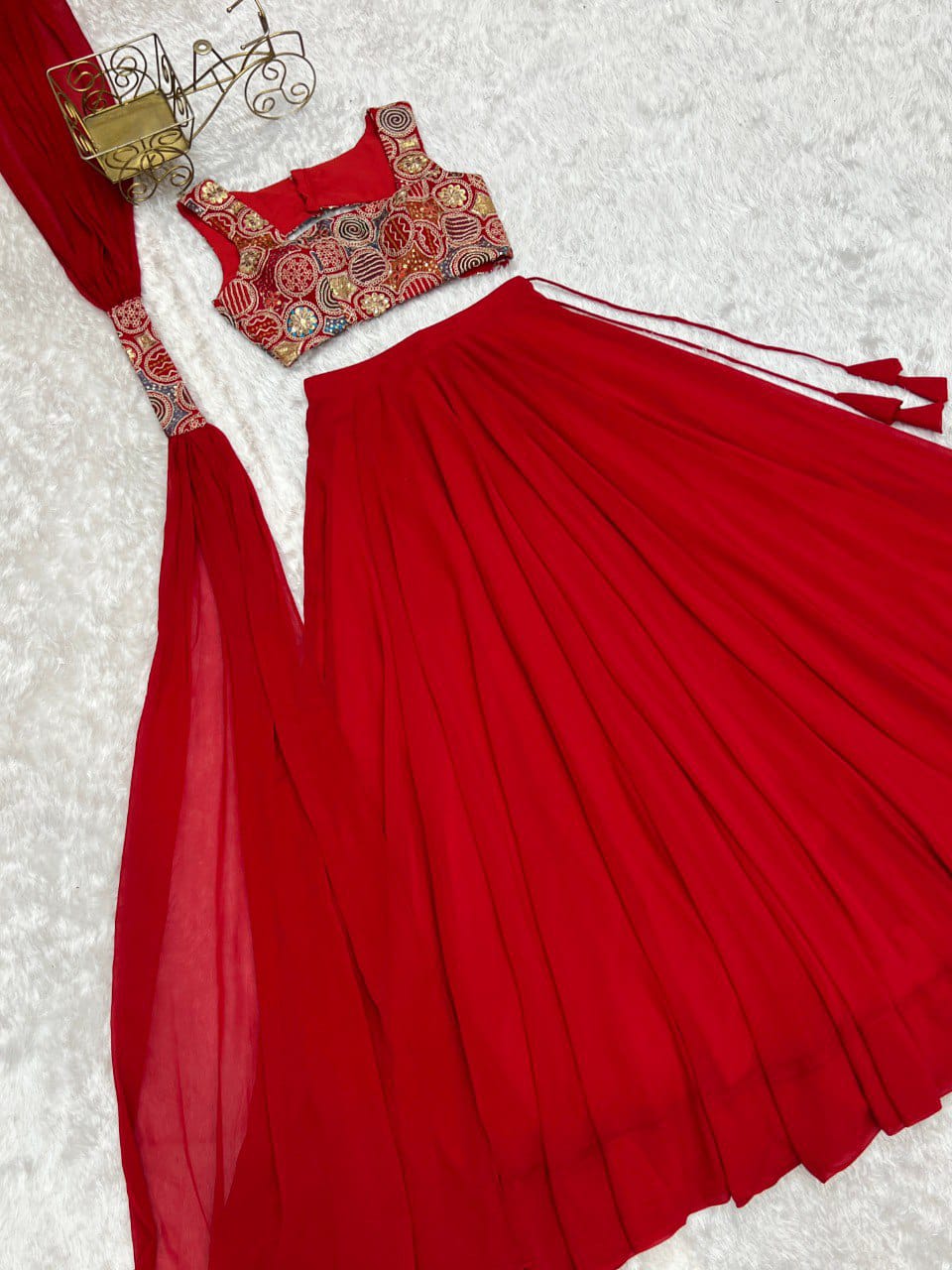 Wedding Special Pure Soft Faux Georgette Fully Stitched Lehenga Choli