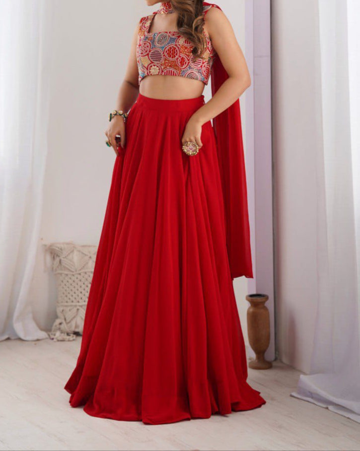 Wedding Special Pure Soft Faux Georgette Fully Stitched Lehenga Choli