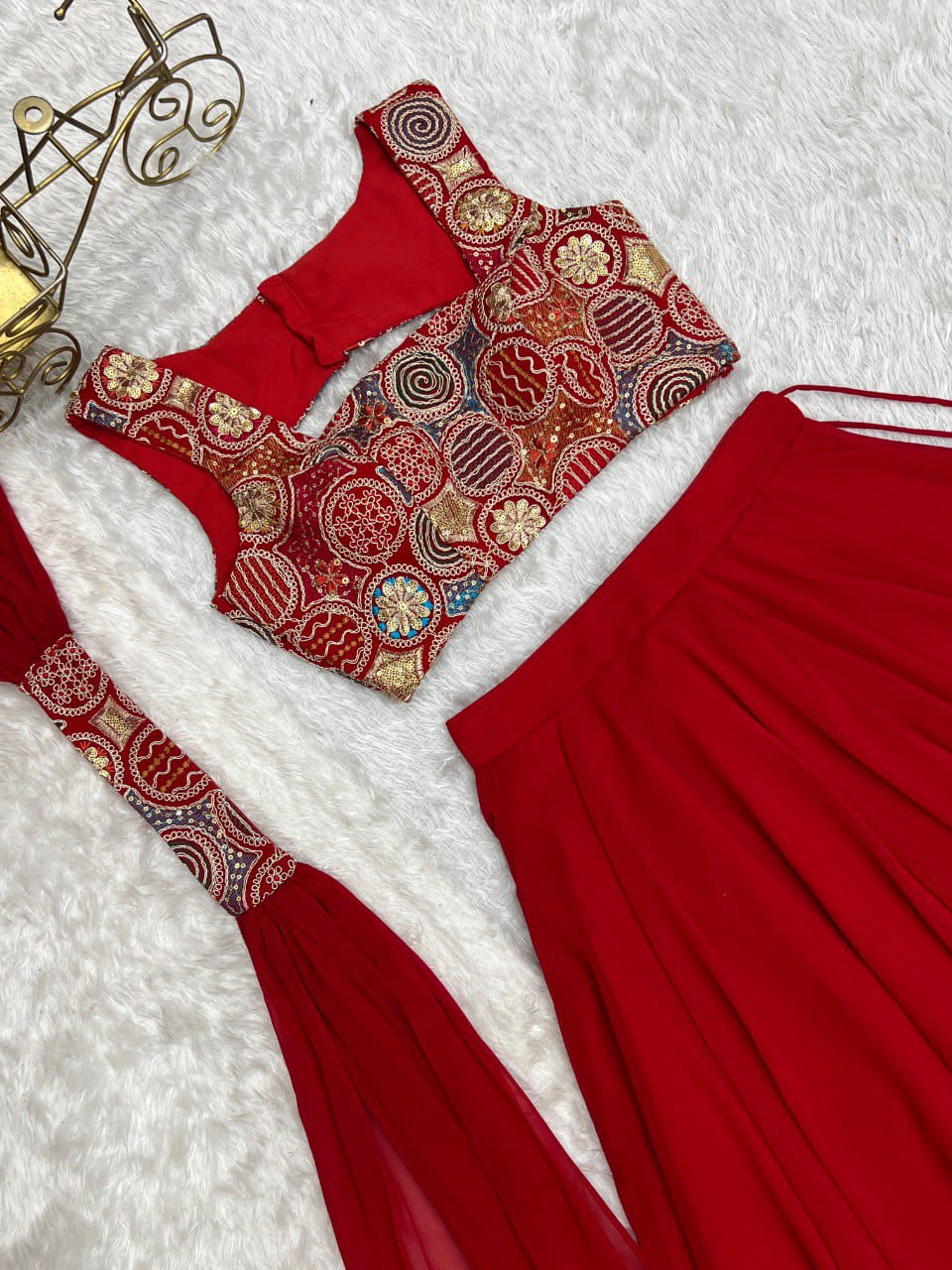 Wedding Special Pure Soft Faux Georgette Fully Stitched Lehenga Choli