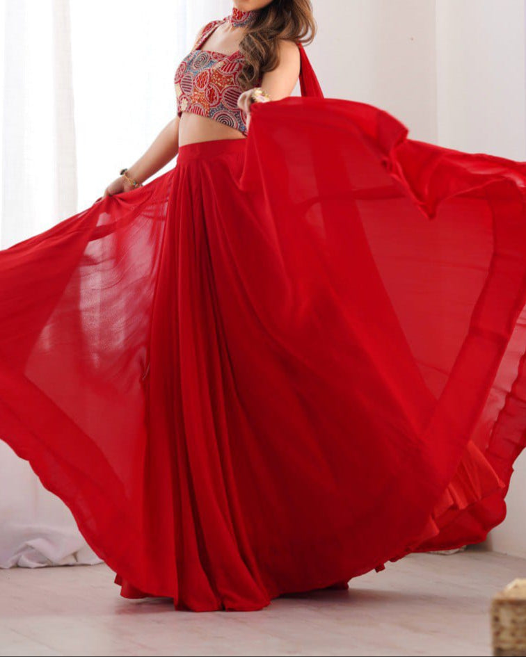 Wedding Special Pure Soft Faux Georgette Fully Stitched Lehenga Choli