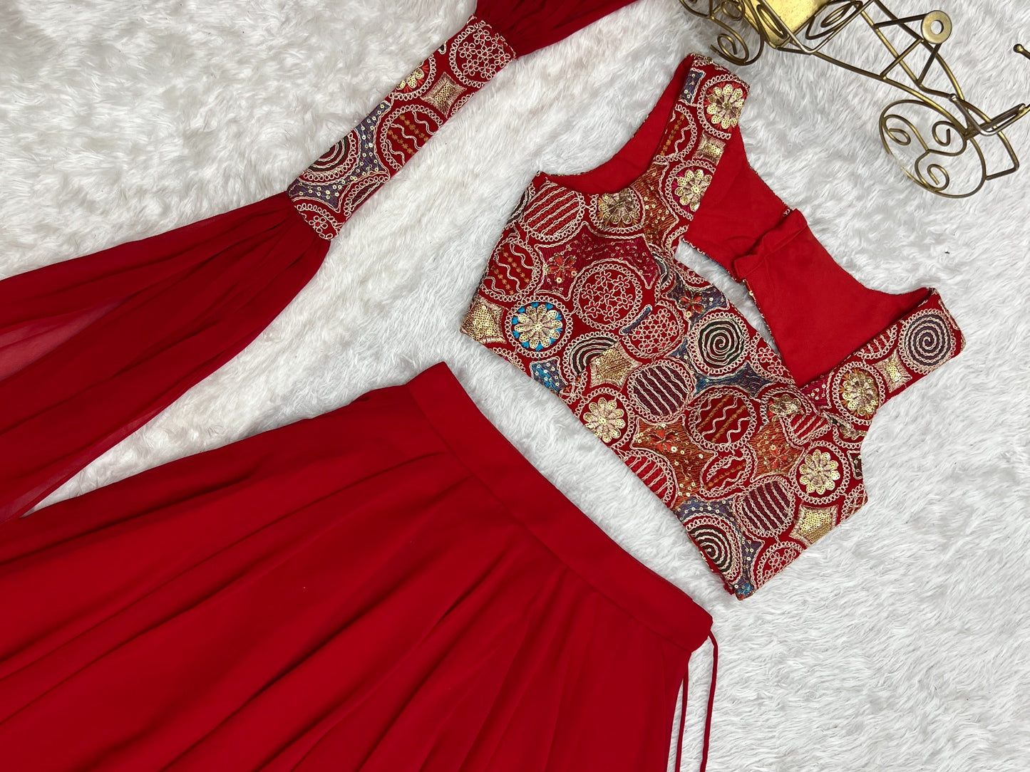 Wedding Special Pure Soft Faux Georgette Fully Stitched Lehenga Choli