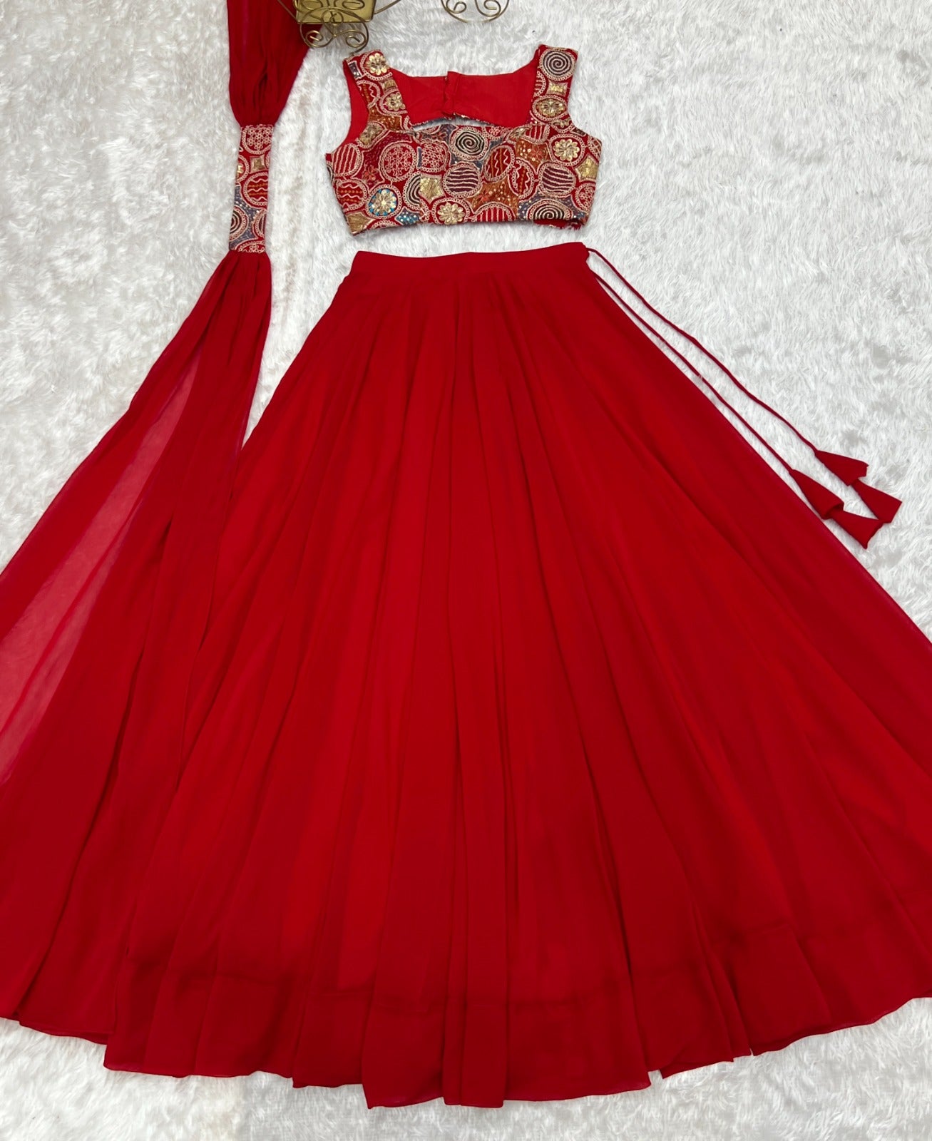 Wedding Special Pure Soft Faux Georgette Fully Stitched Lehenga Choli
