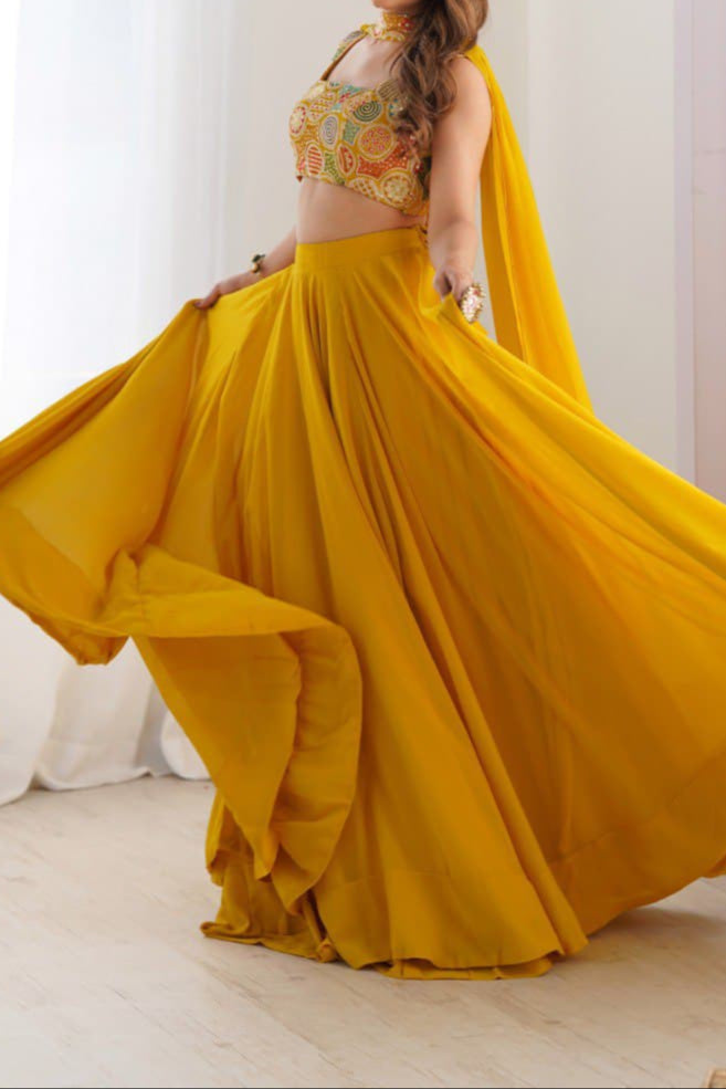 Wedding Special Pure Soft Faux Georgette Fully Stitched Lehenga Choli