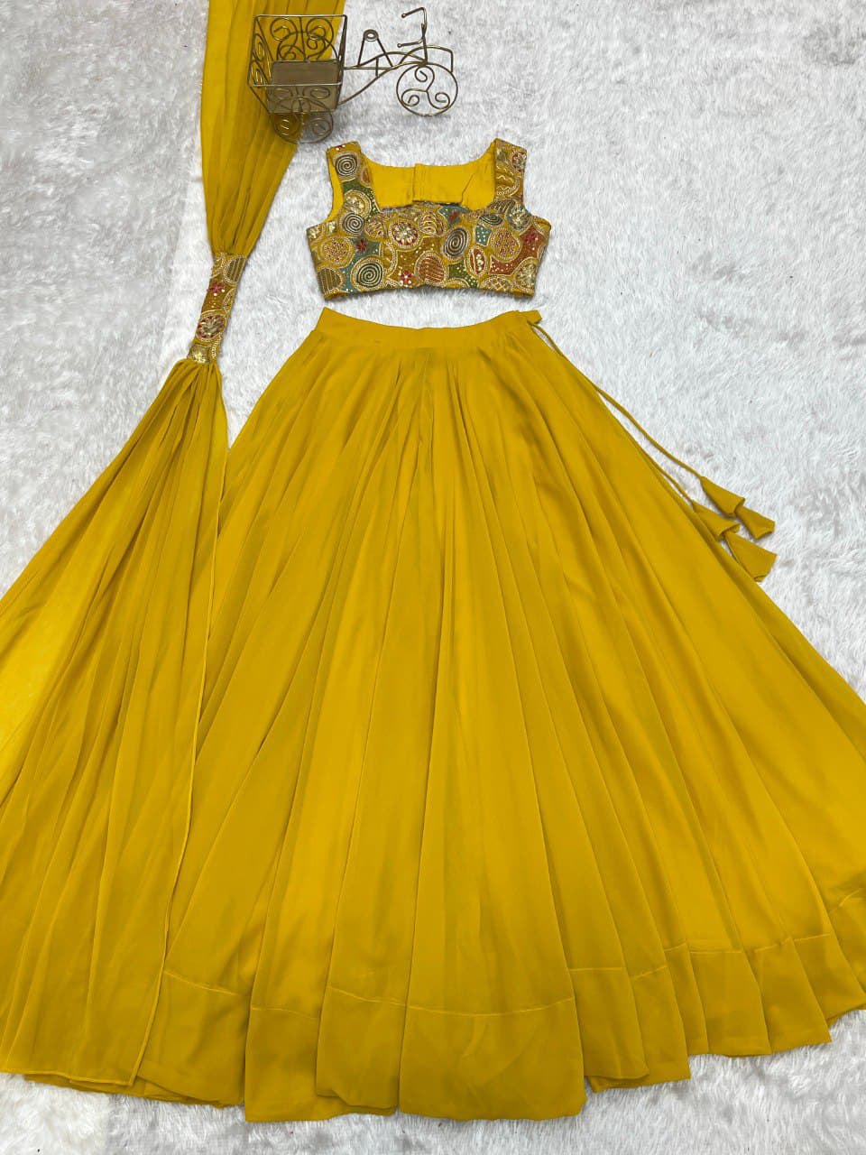 Wedding Special Pure Soft Faux Georgette Fully Stitched Lehenga Choli