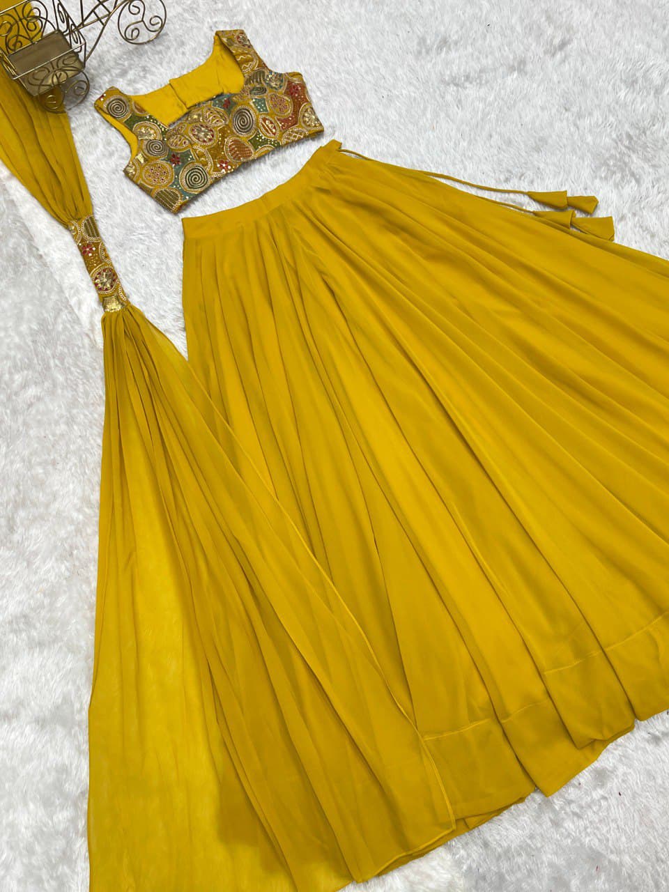 Wedding Special Pure Soft Faux Georgette Fully Stitched Lehenga Choli