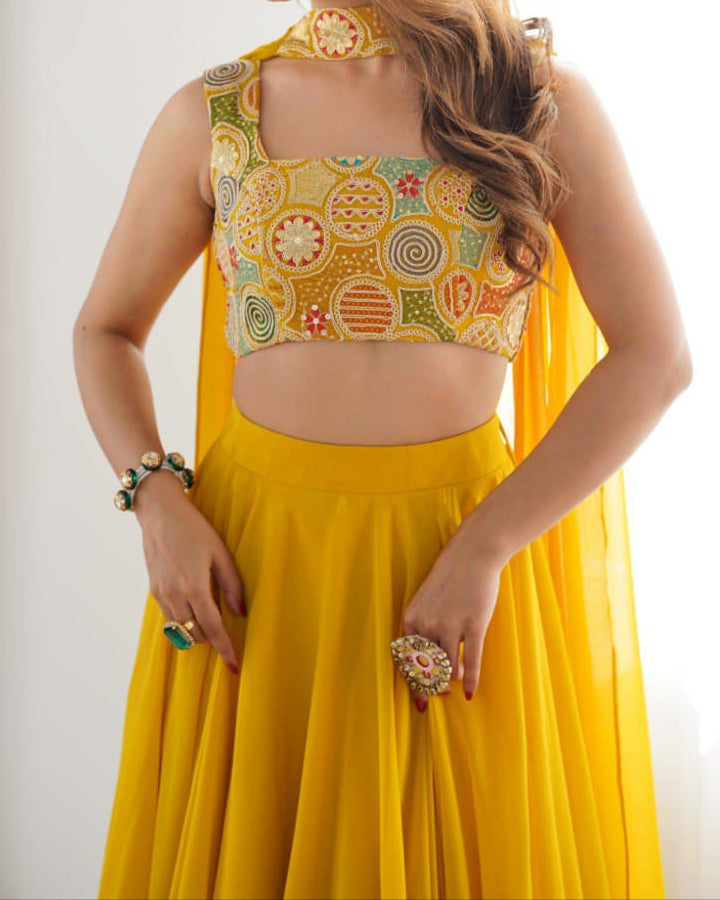 Wedding Special Pure Soft Faux Georgette Fully Stitched Lehenga Choli