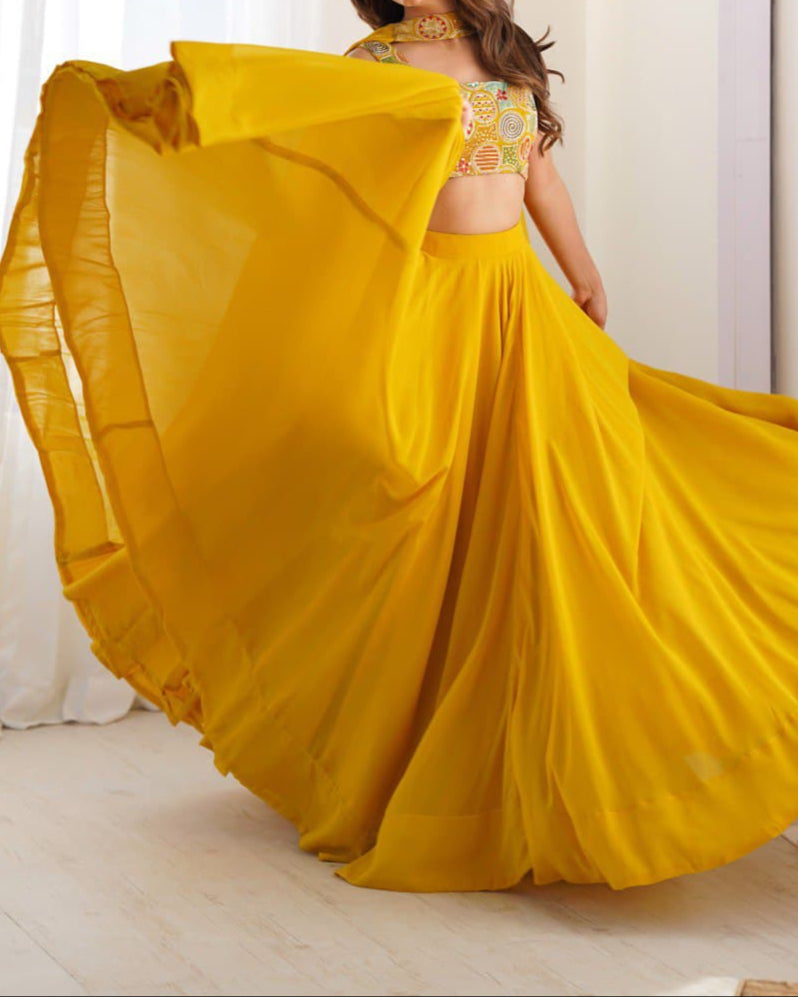 Wedding Special Pure Soft Faux Georgette Fully Stitched Lehenga Choli