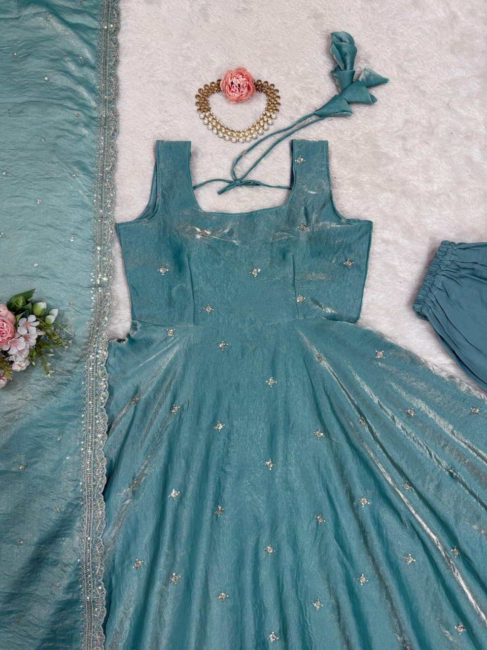Thread & Sequence Work Anarkali Suit Set