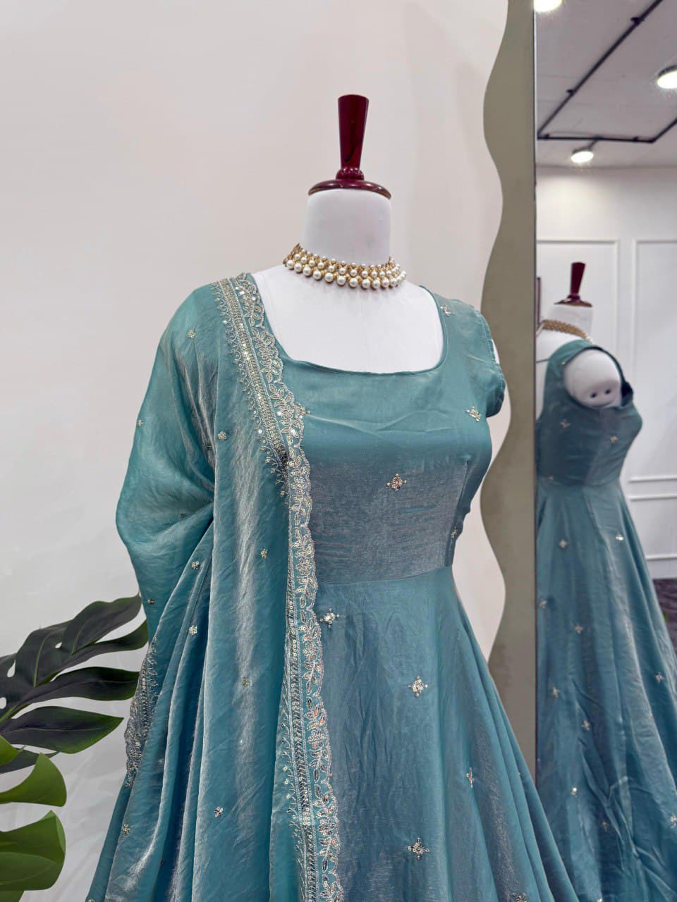 Thread & Sequence Work Anarkali Suit Set