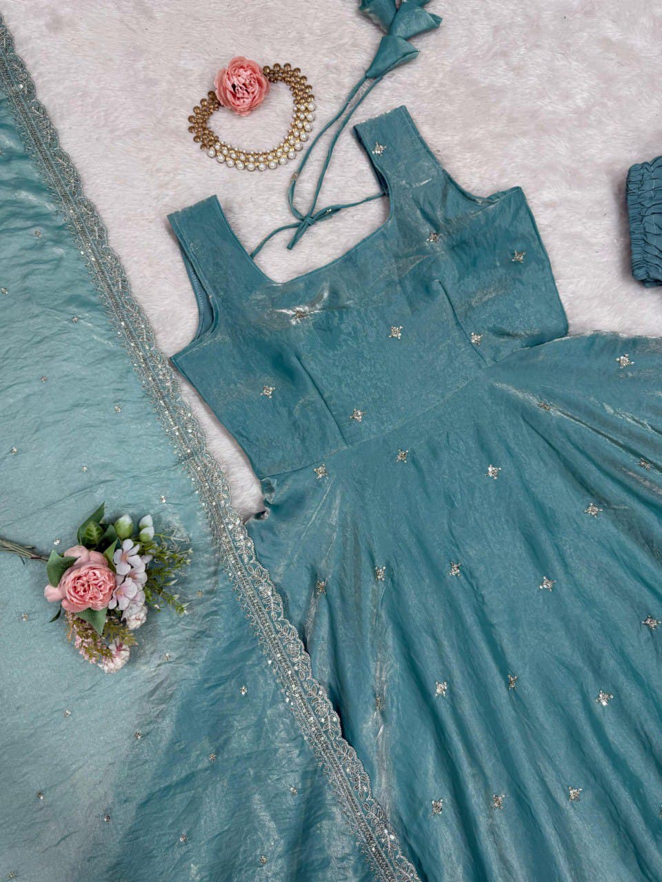 Thread & Sequence Work Anarkali Suit Set