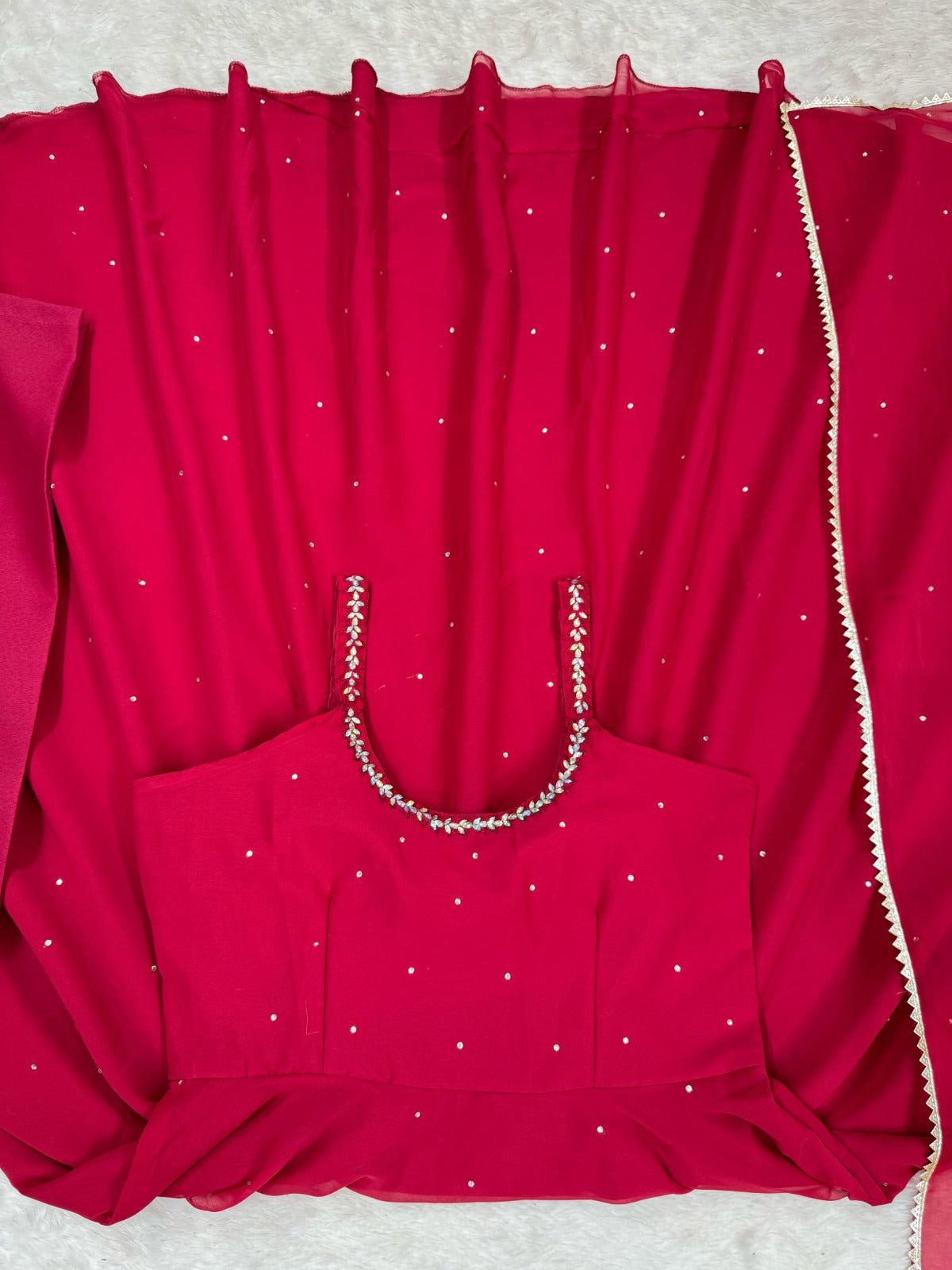 Real Mirror Work With Diamond Work Gown Pent & Dupatta