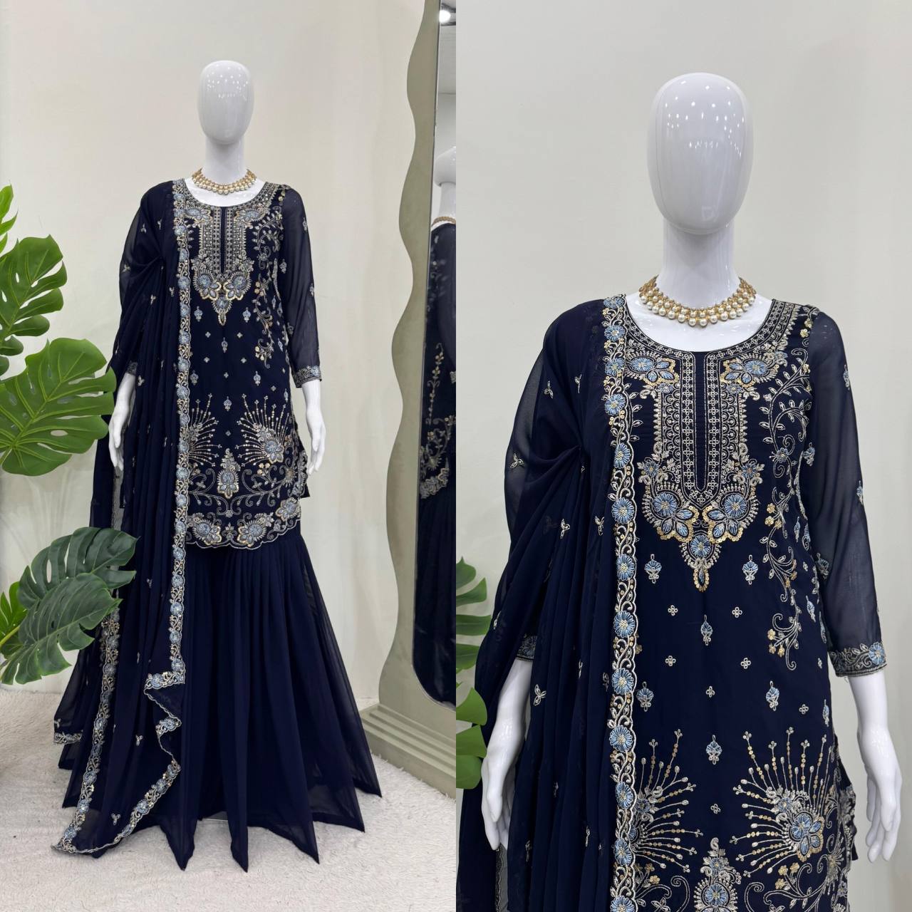 Thread 7 Sequence Work Designer Sharara Suit