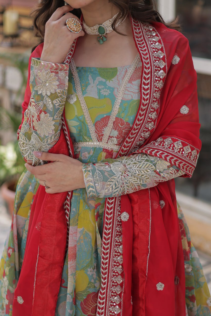 Readymade Alia Cut Gown With Dupatta