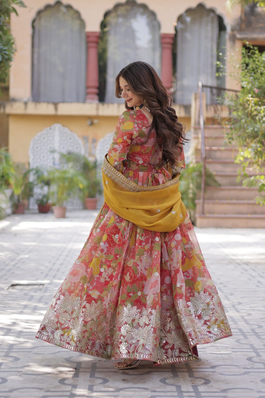 Readymade Alia Cut Gown With Dupatta