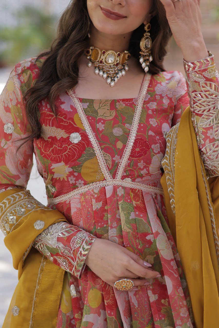 Readymade Alia Cut Gown With Dupatta