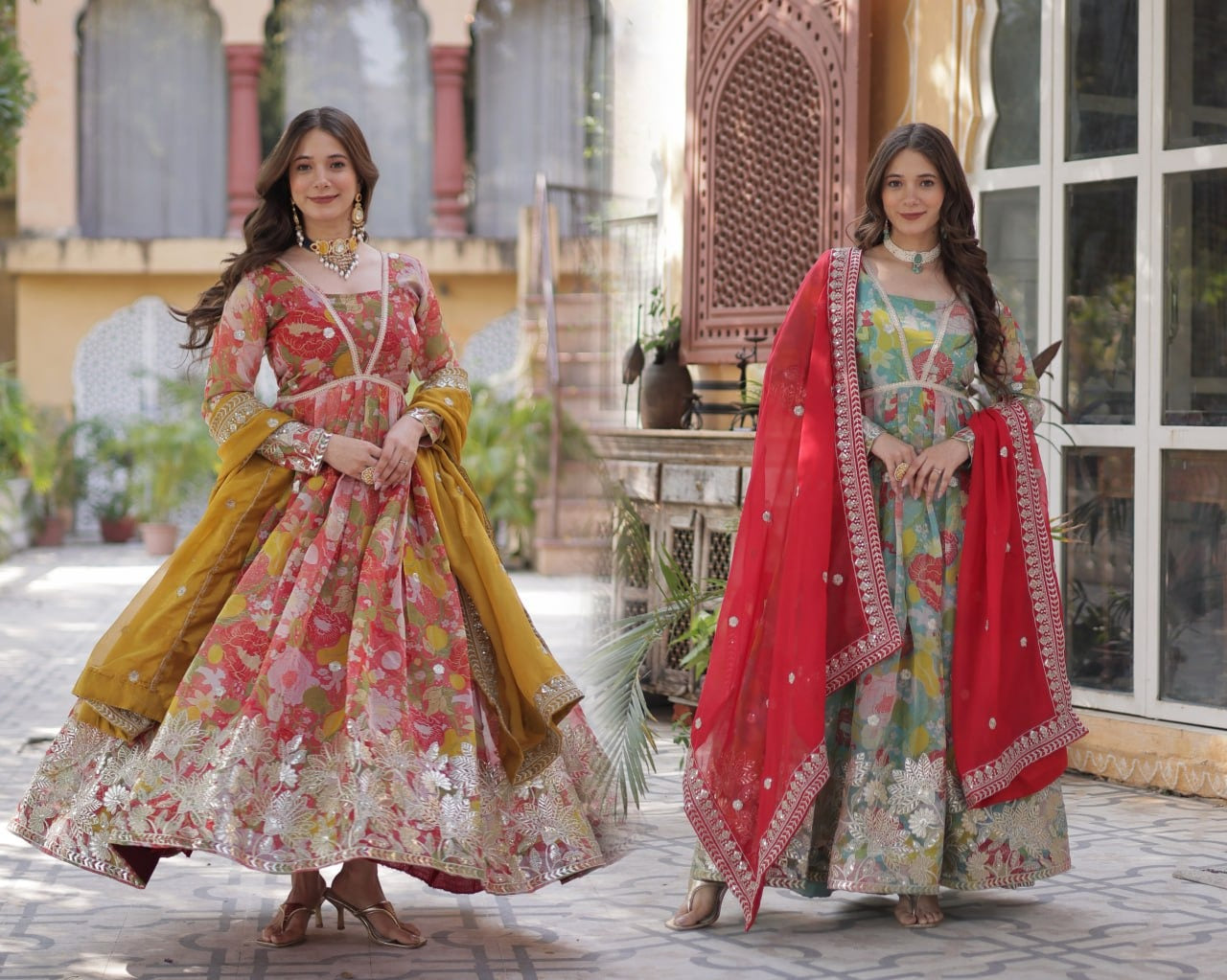 Readymade Alia Cut Gown With Dupatta