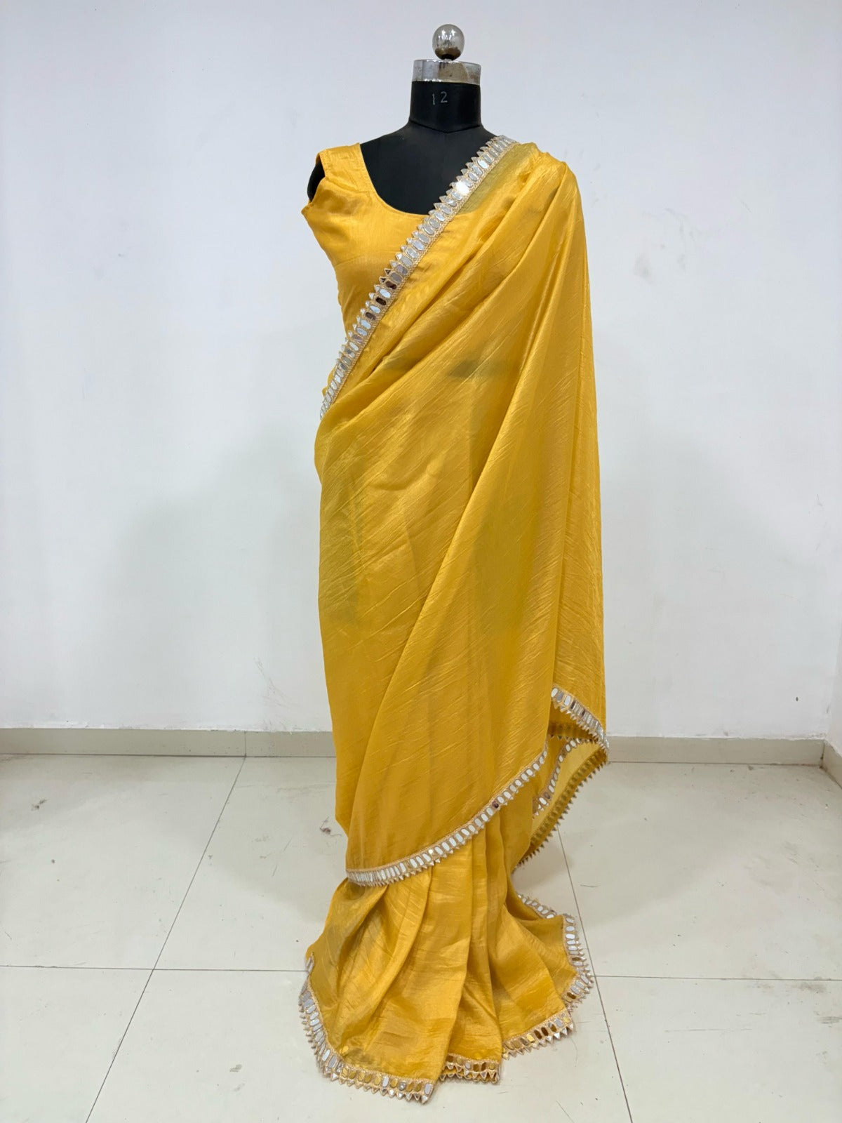 Most Beautiful Ready To Wear Real Mirror Border Work Saree
