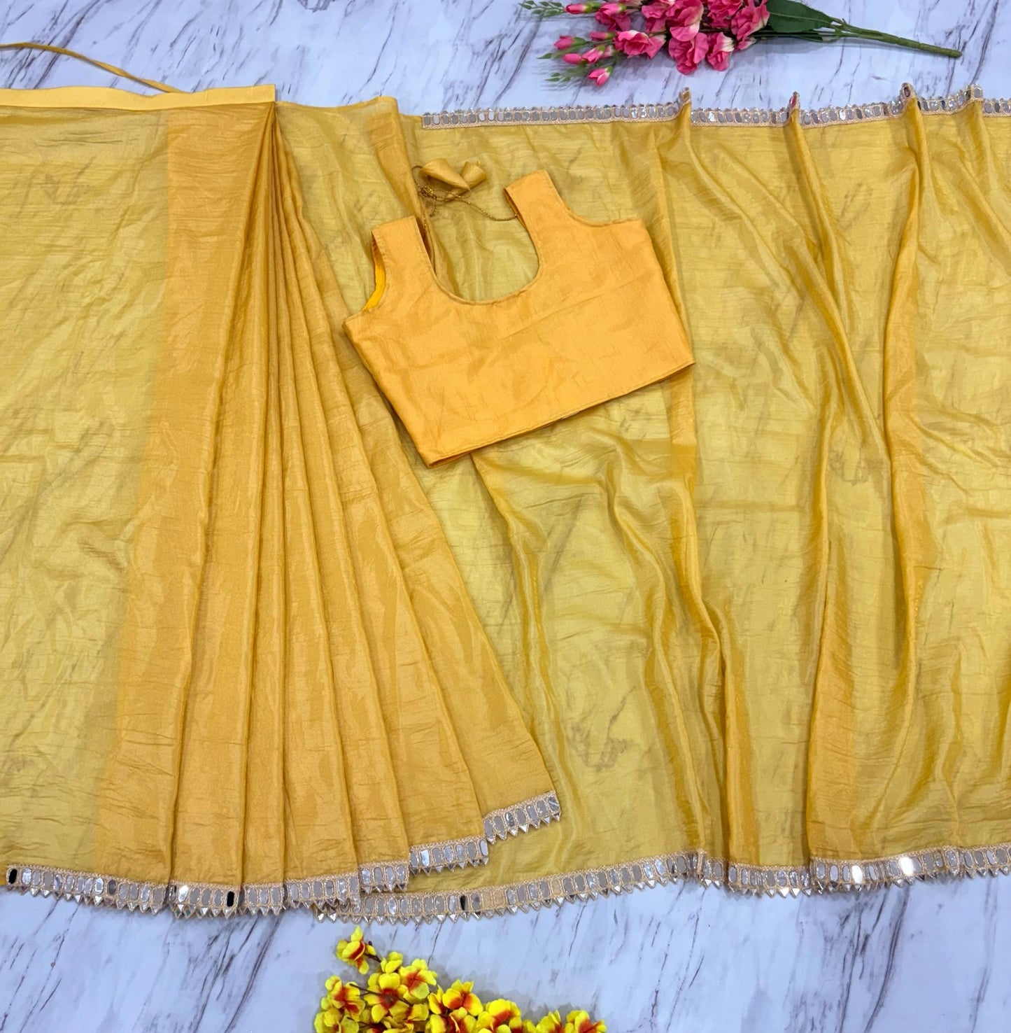 Most Beautiful Ready To Wear Real Mirror Border Work Saree
