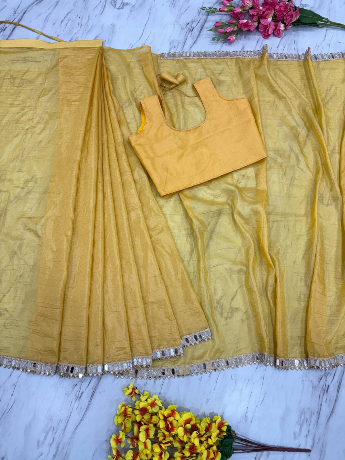 Most Beautiful Ready To Wear Real Mirror Border Work Saree