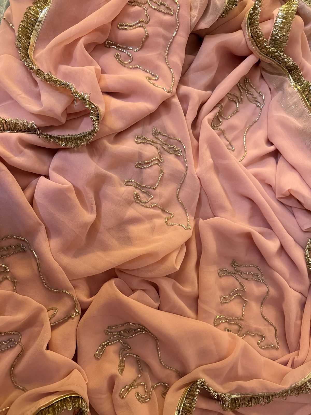 New Cut Dana Handwork With Rich Sabyasachi Frill Lace Saree