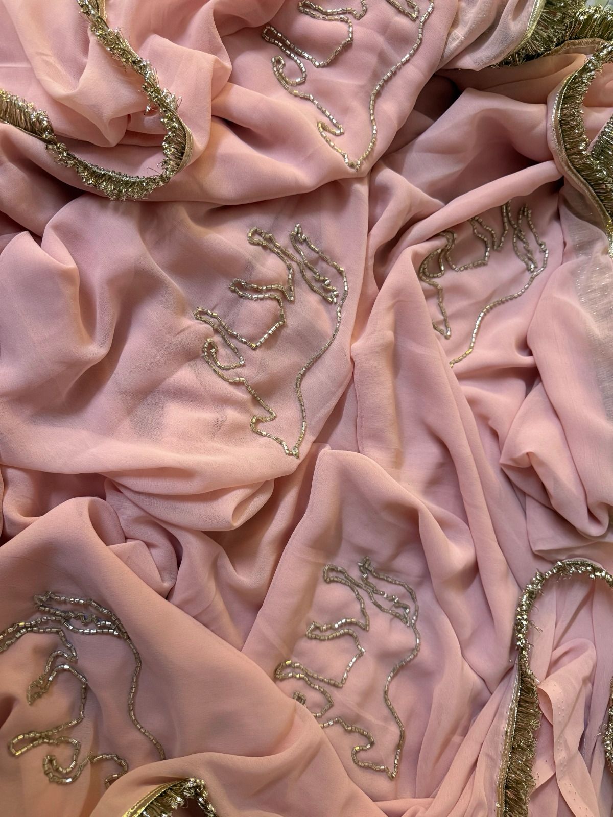 New Cut Dana Handwork With Rich Sabyasachi Frill Lace Saree