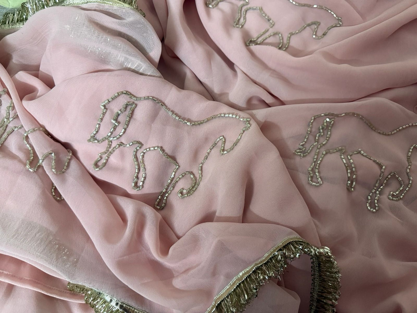 New Cut Dana Handwork With Rich Sabyasachi Frill Lace Saree