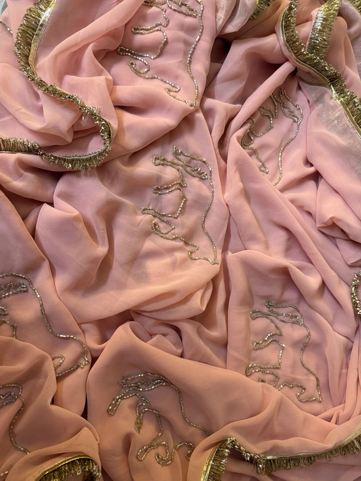 New Cut Dana Handwork With Rich Sabyasachi Frill Lace Saree