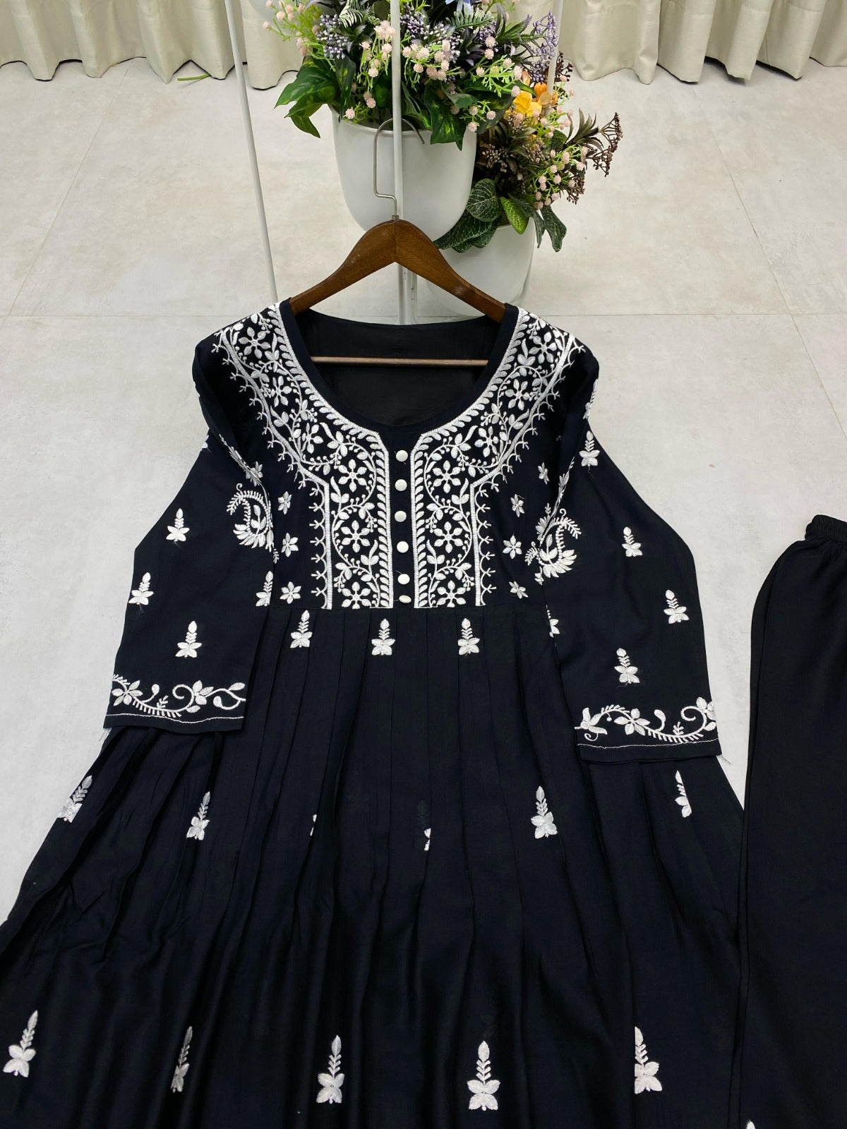 Summer Running Wear Special Trending Kurta Palazzo Set With Embroidery Thread Work