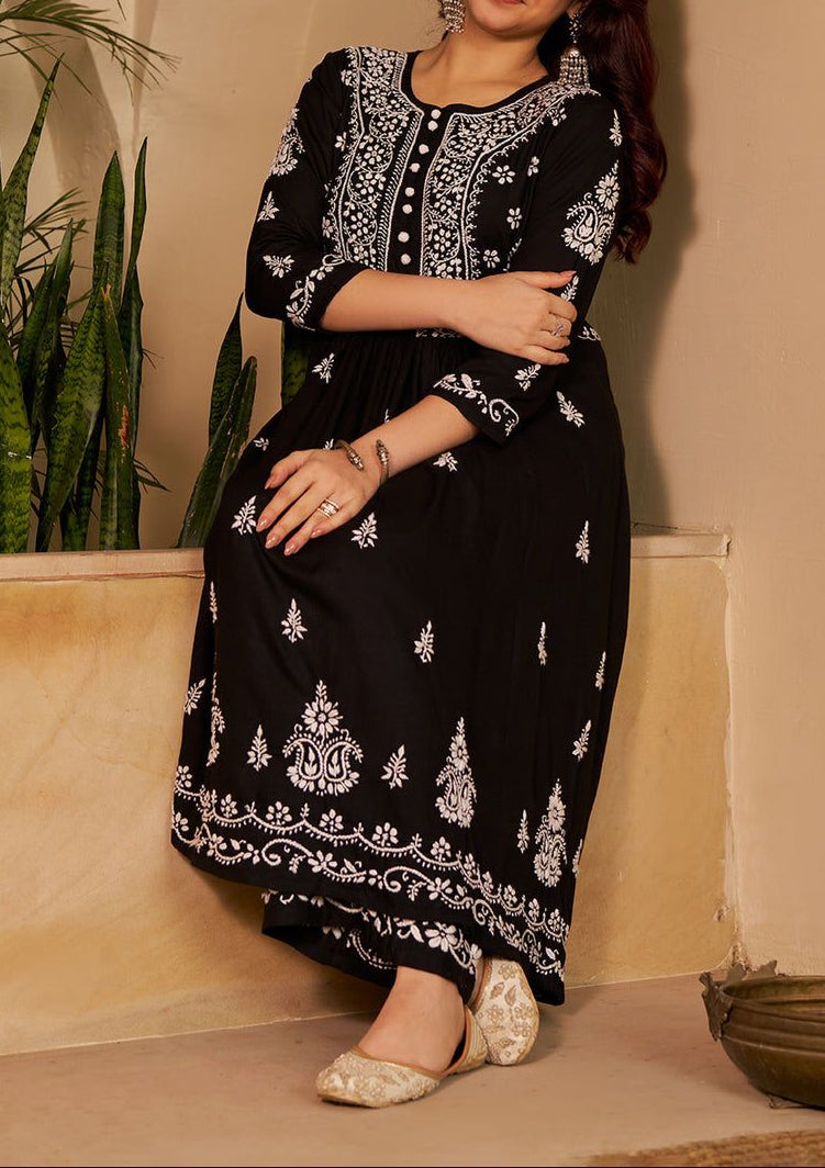 Summer Running Wear Special Trending Kurta Palazzo Set With Embroidery Thread Work