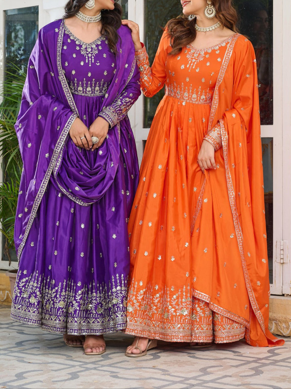 American Silk Beautiful Sequence Work Anarkali Suit