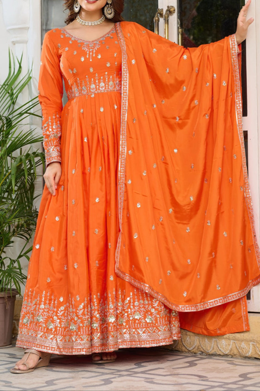 American Silk Beautiful Sequence Work Anarkali Suit