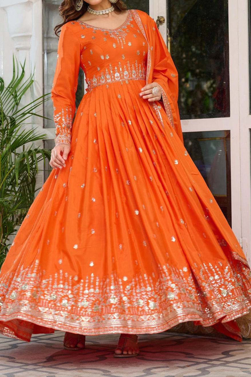 American Silk Beautiful Sequence Work Anarkali Suit