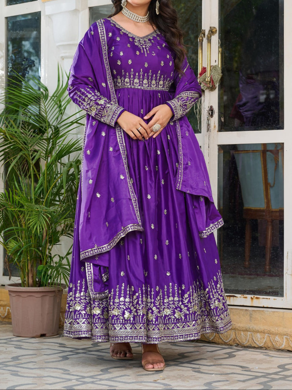 American Silk Beautiful Sequence Work Anarkali Suit