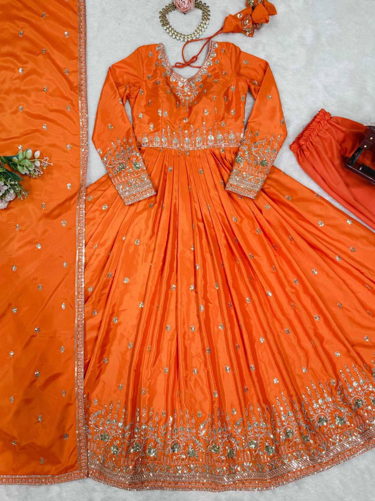 American Silk Beautiful Sequence Work Anarkali Suit