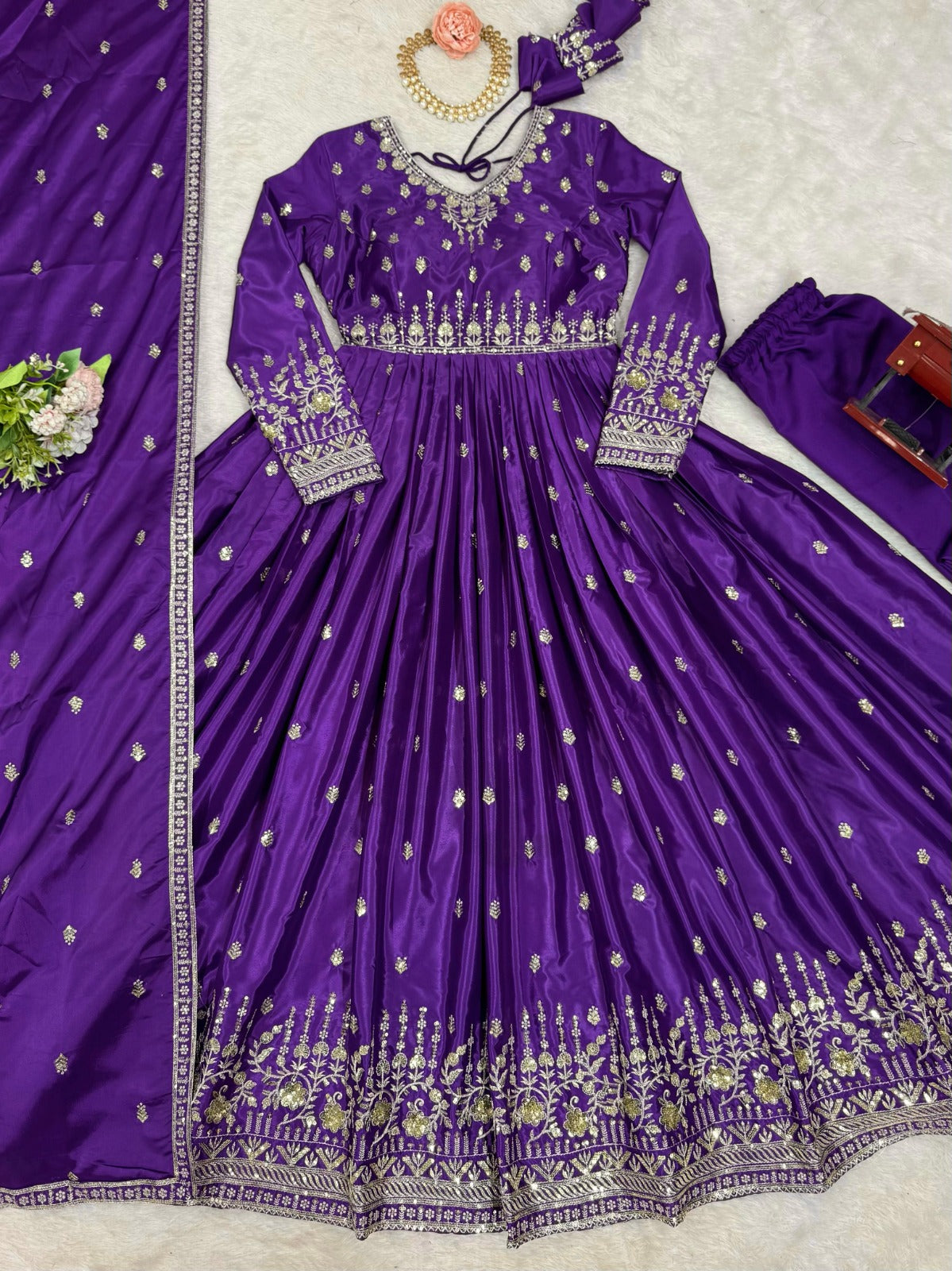 American Silk Beautiful Sequence Work Anarkali Suit
