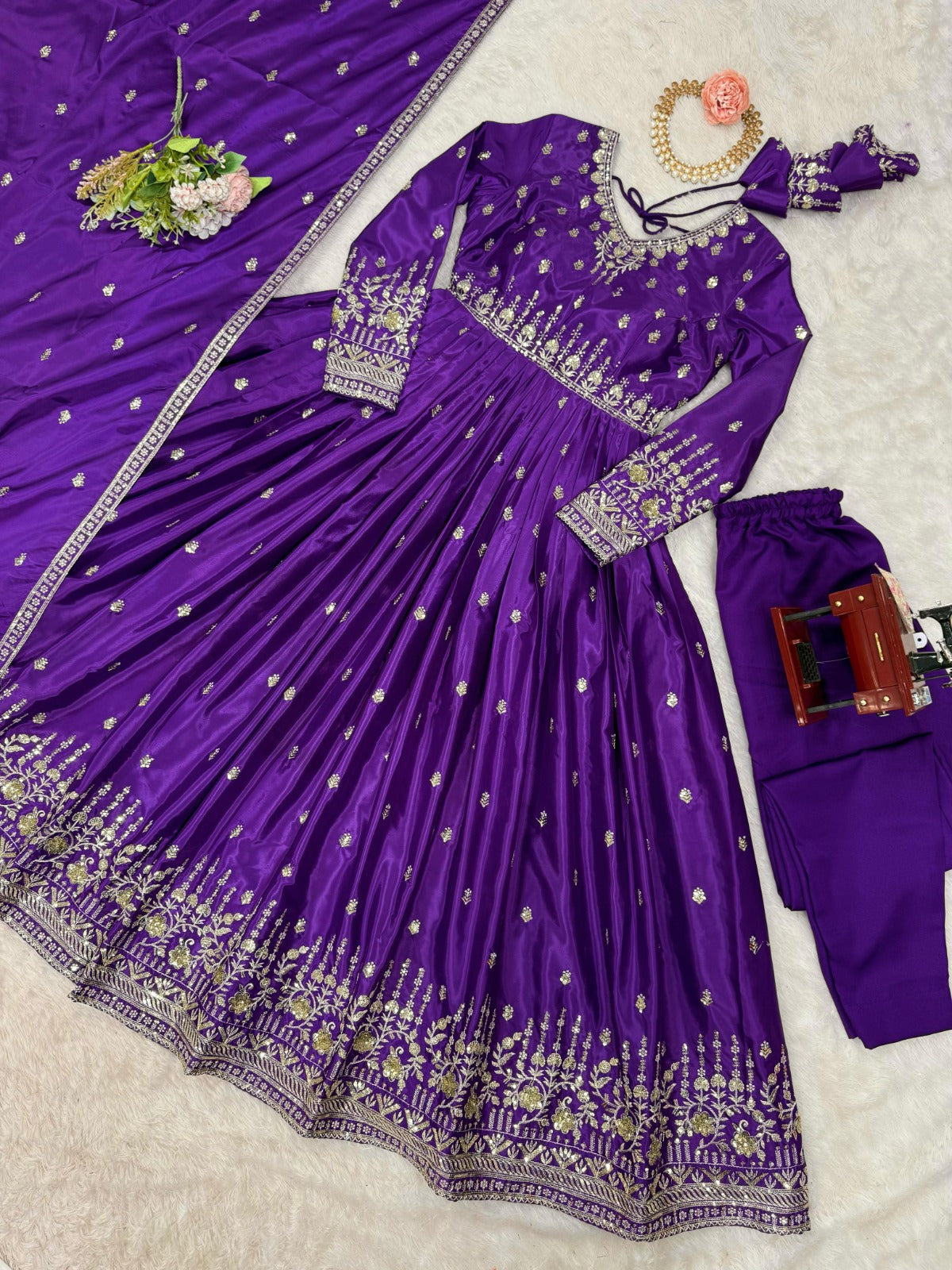 American Silk Beautiful Sequence Work Anarkali Suit