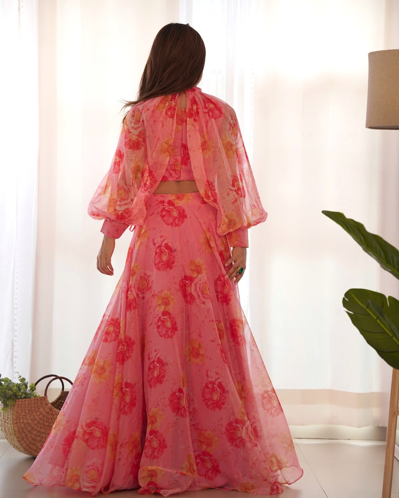 Pure Soft Organza Taby Silk Floral Print 7 Meter Flair Full Stitched Lehenga Choli
