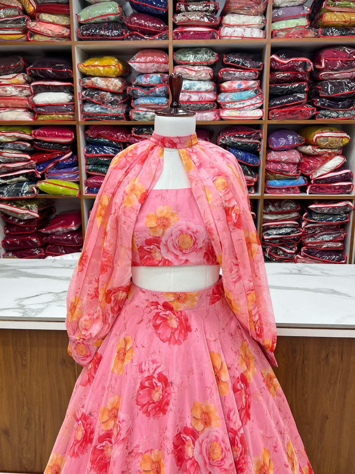 Pure Soft Organza Taby Silk Floral Print 7 Meter Flair Full Stitched Lehenga Choli