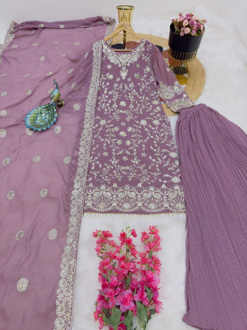 Party Wear Kriz Work Sharara Suit