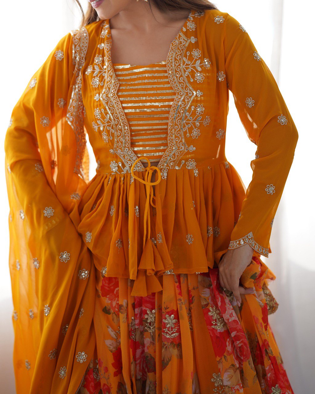 Yellow Color Beautiful Lehenga Choli With Koti