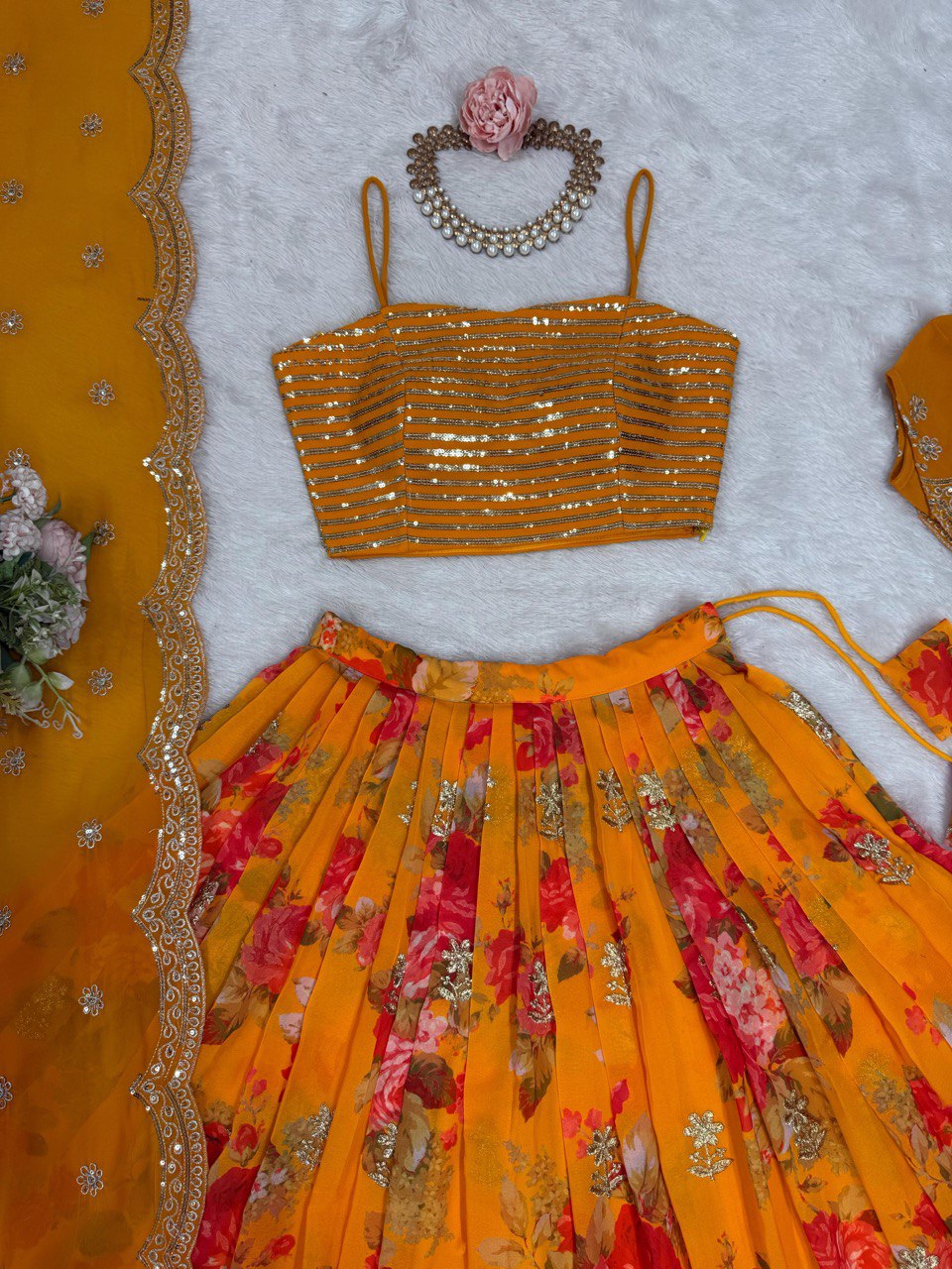 Yellow Color Beautiful Lehenga Choli With Koti