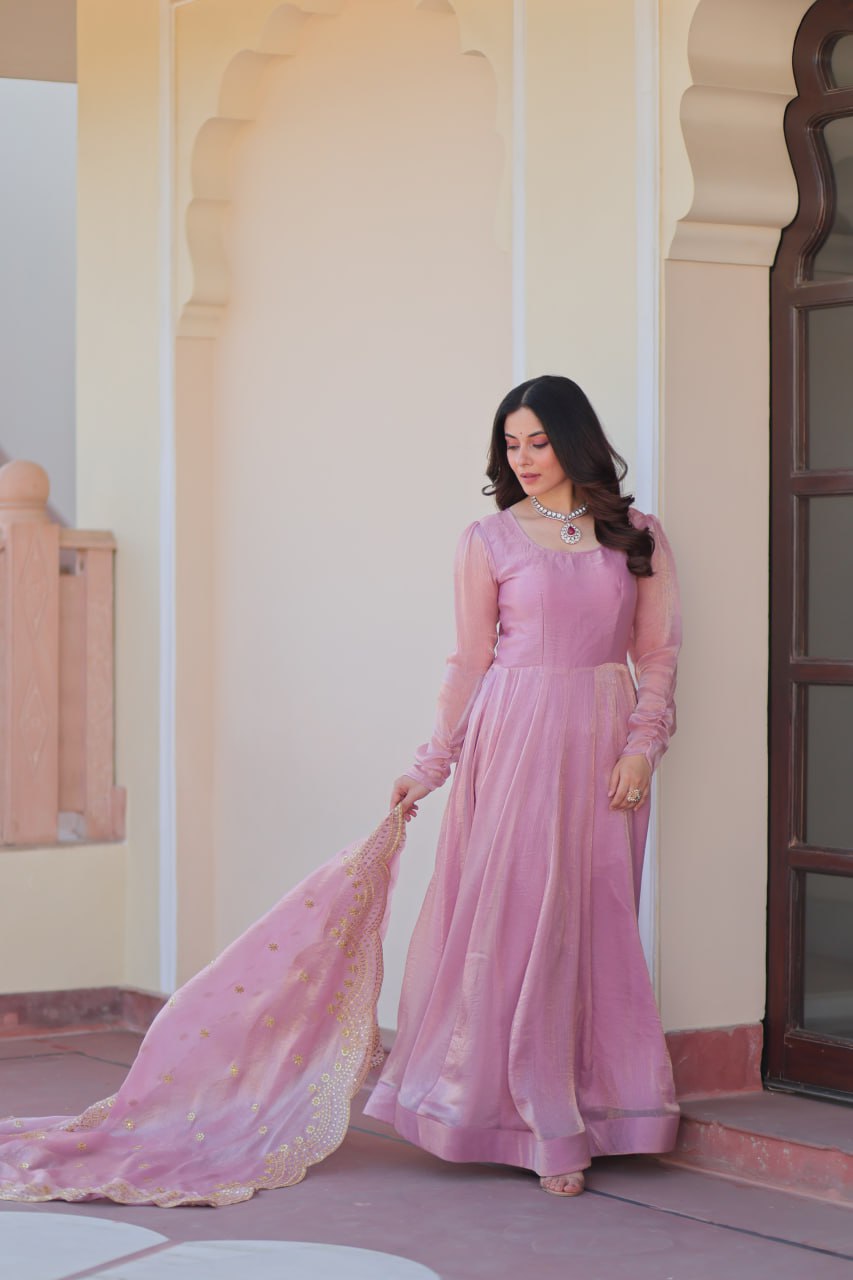 Premium Quality Fendy Chiffon Wedding Special Gown & Dupatta