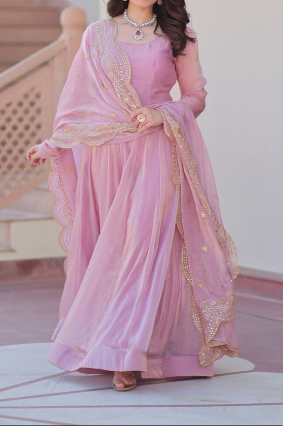 Premium Quality Fendy Chiffon Wedding Special Gown & Dupatta