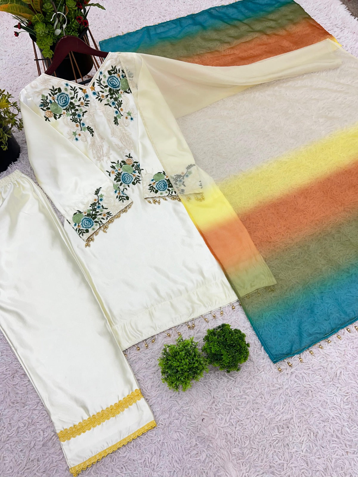 Summer Special Heavy Embroidery Sequence Work Suit Set