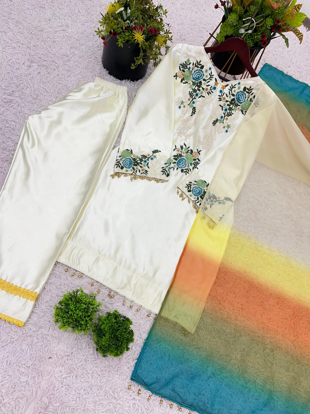 Summer Special Heavy Embroidery Sequence Work Suit Set