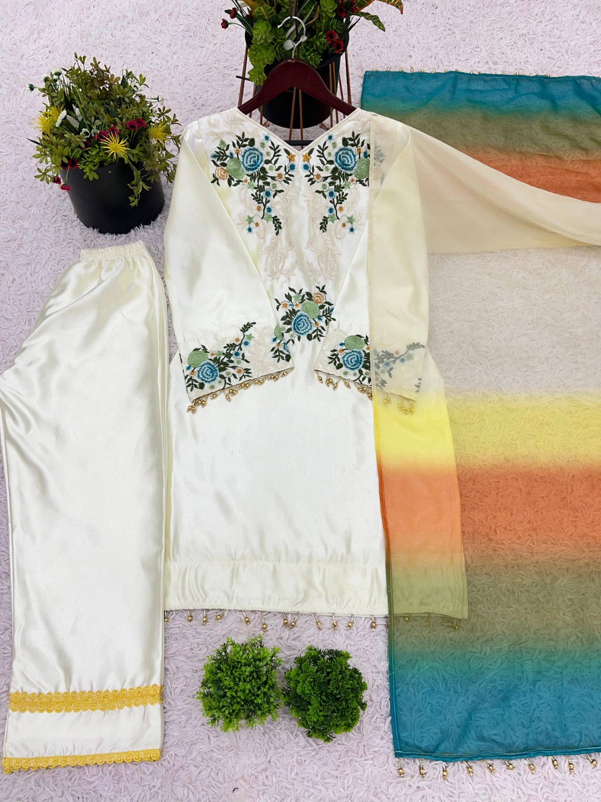 Summer Special Heavy Embroidery Sequence Work Suit Set