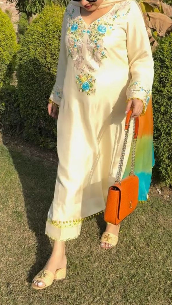Summer Special Heavy Embroidery Sequence Work Suit Set